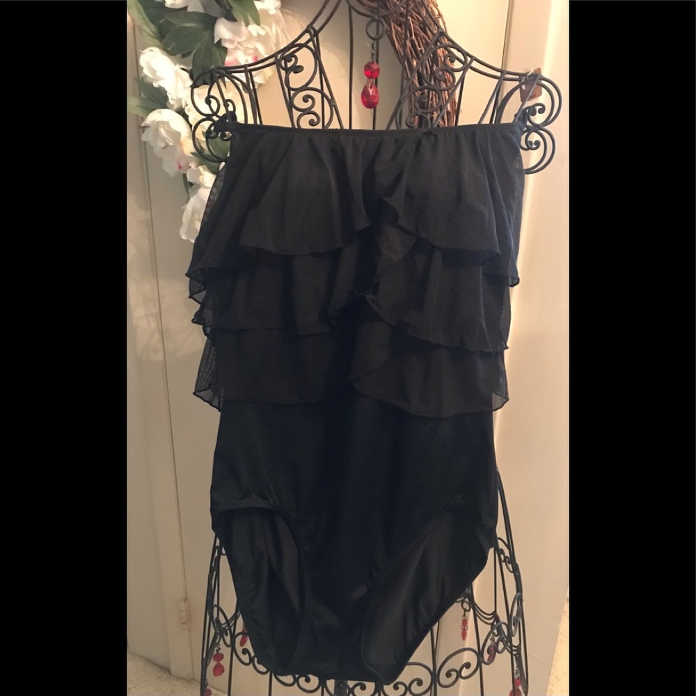 Ruffled Black Bathing Suit Size 14